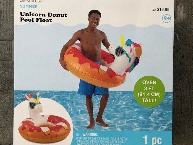 Inflatable Unicorn Donut Pool Float Tube - Over 3 FT tall