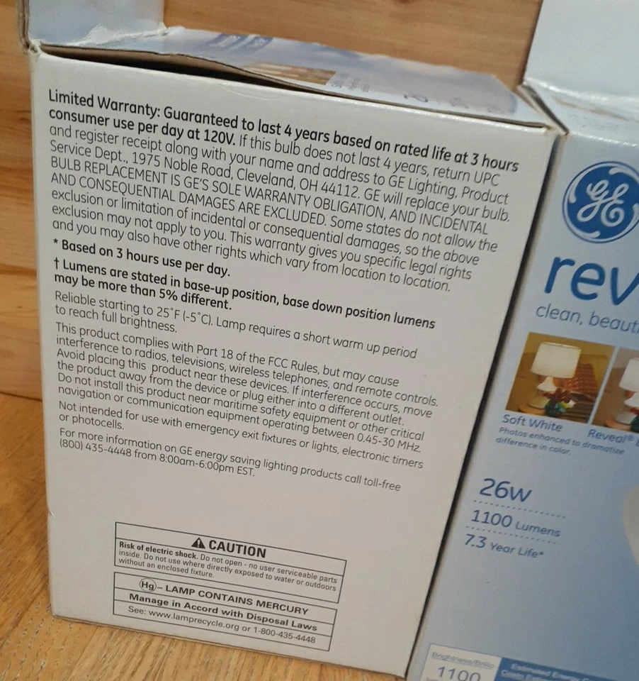 1 PACK: GE REVEAL Dimmable 26w Light Bulb 1100 lumens soft white UL 7.3 YR LIFE - Image 3 of 4