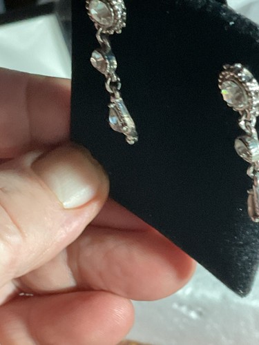 VINTAGE SCHMUCK hübsche funkelnde Paste Kristallquaste Anhänger Ohrringe - Bild 9 von 19