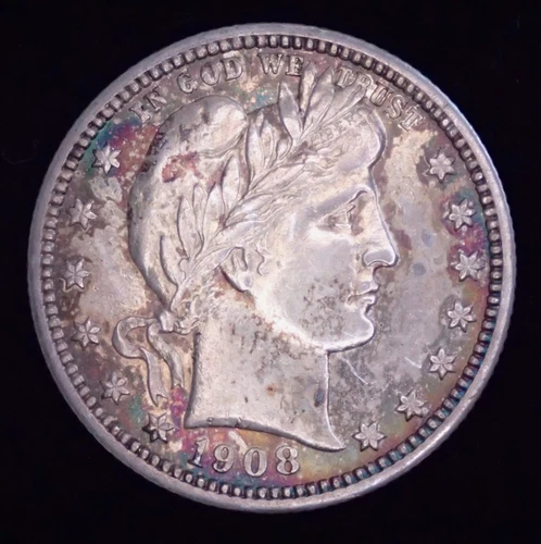 1908 Barber Quarter, Original Luster, Never Cleaned