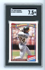 Rickey Henderson 2 Topps Bazooka 1991 Shining Star Hof Oakland A's Sgc 7.5