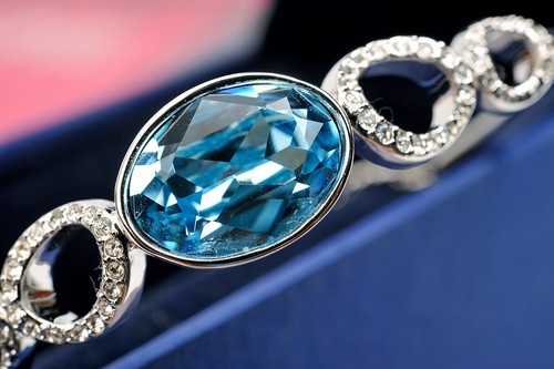 Nuevo Juego Completo de Pulsera de Cristal Azul Swarovski en Caja - Imagen 4 de 8
