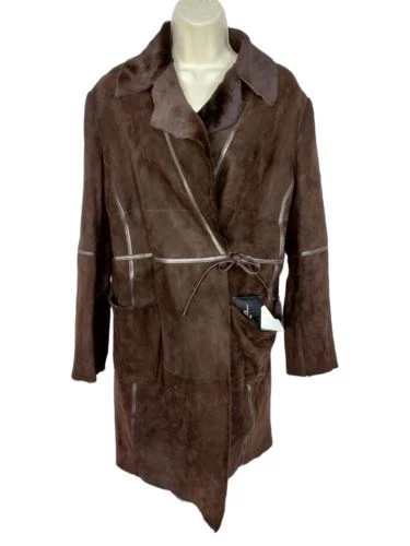 BNWT WOMENS WEEKEND MAX MARA SIZE UK 10 REVERSIBLE BROWN LAMBSKIN