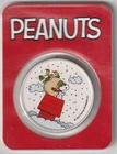 2021 Peanuts Snoopy & Woodstock Red Baron Christmas 1oz Silver Round Colorized
