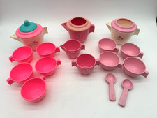 LOT 16 Pcs Vintage 1982 Fisher Price Pink  Cream Tea Party Multiple Sets 