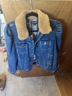 retrofête Women's Denim Jacket XL Faux Shearling Collar Pockets Blue Italy — photo 1