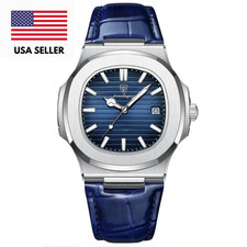 POEDAGAR Luxury Analog Men Watch Waterproof Luminous Leather Quartz Wristwatch
