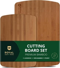 ROYAL CRAFT WOOD Wooden Cutting Boards for Kitchen Meal Prep & Serving - Bamboo 