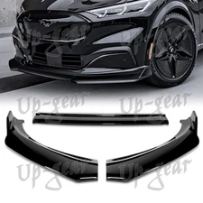 For 21-25 Ford Mustang Mach-E GT-Style Painted Black Front Bumper Spoiler Lip