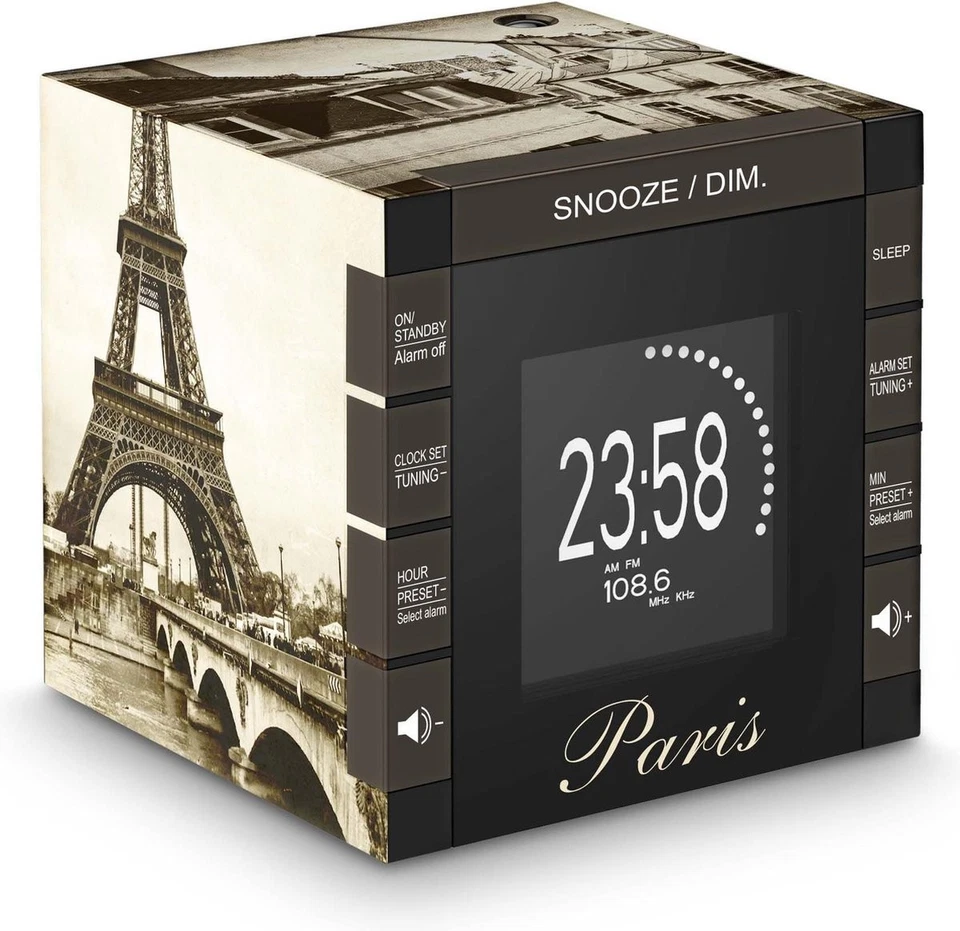 Radio Despertador Con Proyector Braun Fm Reloj Dual Alarma - Bigben RR70 Paris - Imagen 2 de 4