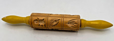Vintage Springerle Wooden Cookie Press Rolling Pin Germany 16 Designs Yellow