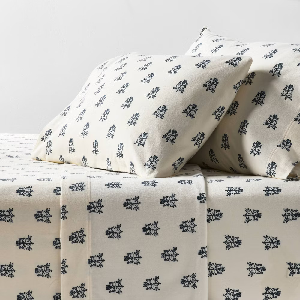 Full Ultra Soft Flannel Sheet Set Blue Woodblock - Threshold 3290₽