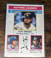 Topps Heritage 2025 Batting Leaders #191 Arraez Ohtani Ozuna Baseball Card