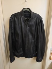 Giacca uomo Marc New York Andrew Marc pelle nera XL bottoni zip