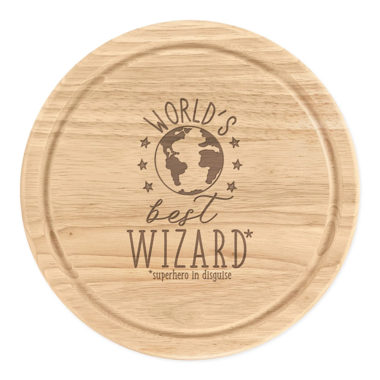 World's Best Wizard Round Chopping Cheese Board Funny Favourite Magical Spell