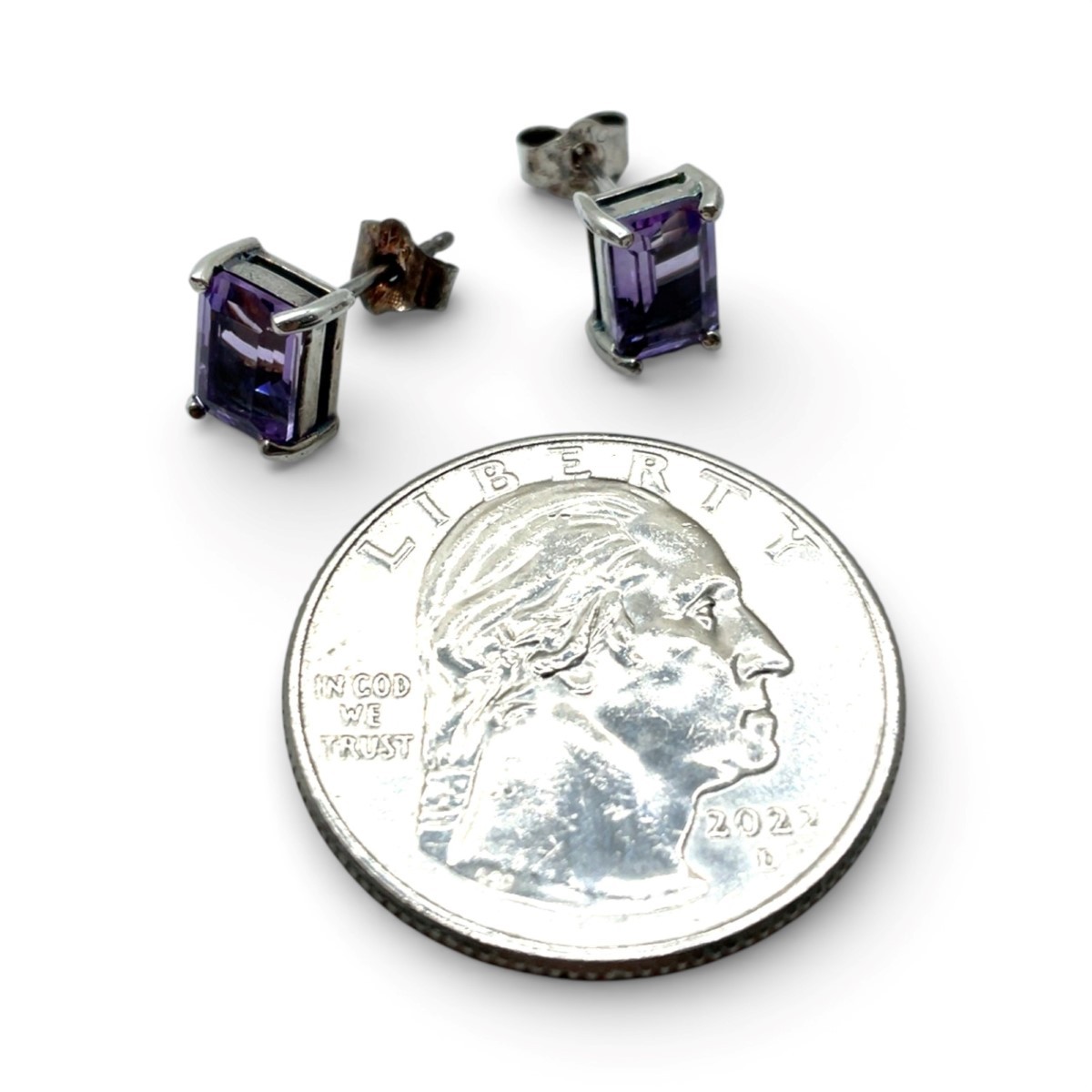 Sterling Silver Rectangular Light Purple Amethyst… - image 5