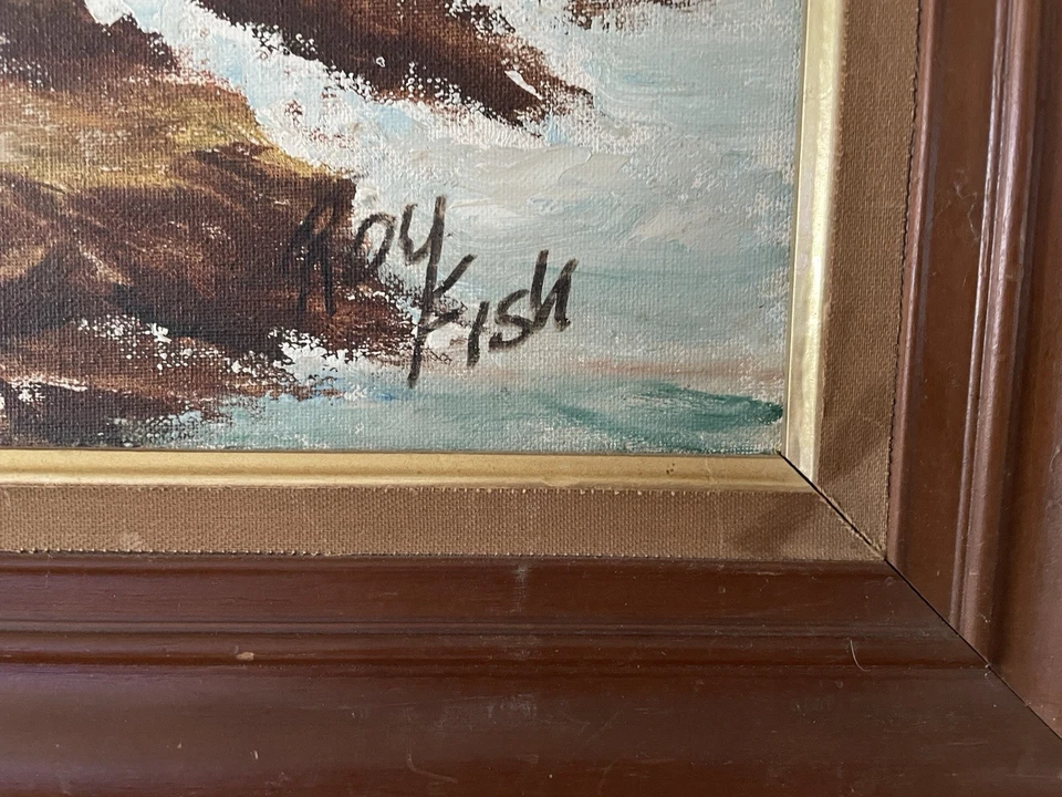 Оригинальная картина маслом в рамке Roy Fish импрессионистский морской пейзаж/океанский пейзаж - Изображение 3 из 4