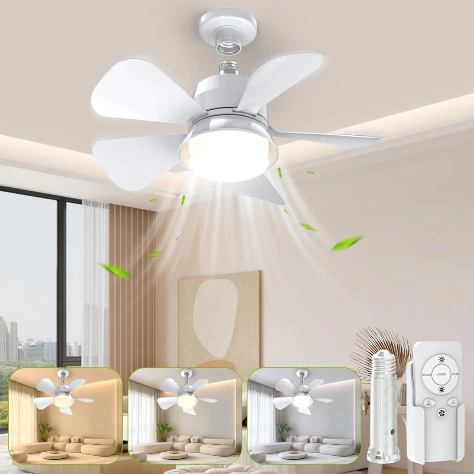 Socket Fan Light Modern Ceiling Fan with Remote 2-in-1 Room Air Cooler - Image 3 of 4