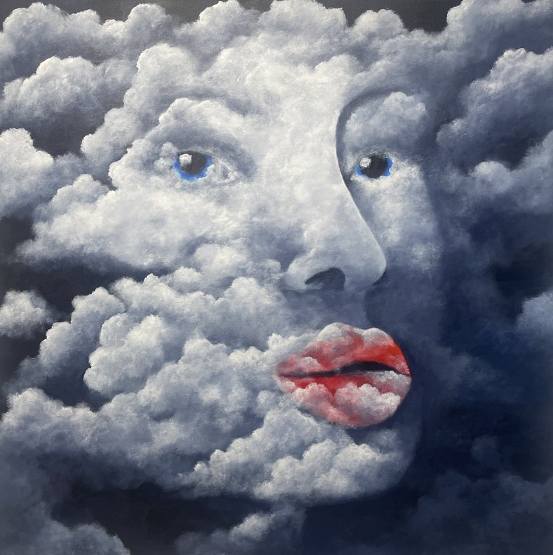 Original Surrealist Painting Beauty Under Dark Sky48x48”AcrylicCanvas,Signed,COA