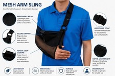 Bird Cronin Arm Sling Mesh Shoulder Immobilizer Black Lightweight Adjustable