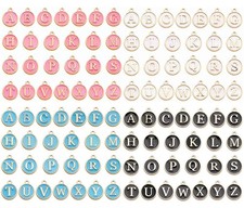 Alphabet Letter Charms,Initial A-Z Alphabet Round Double-side Enamel Letters ...