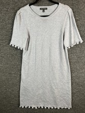 Banana Republic Women's Gray Pom Pom Cotton Sweater Dress Size Small