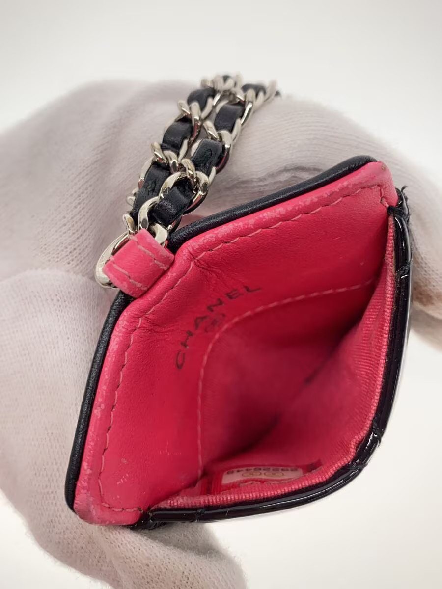 CHANEL Coco Matelasse Chain Card Case Enamel Black Women's thumbnail 4