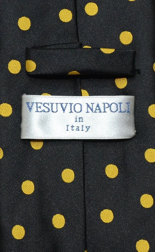 Pañuelo Vesuvio Napoli NEGRO con Lunares AMARILLO Corbata a Juego Foto 2 de 2