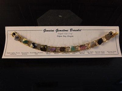 Stunning Gold-Tone Assorted Gemstone Link Bracelet