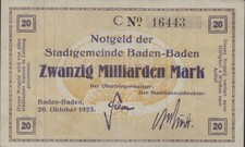 Baden-Baden - Stadtgemeinde - 20 Milliarden Mark - Bst. C