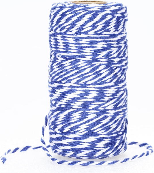 100M Marineblau Und Weiß Baumwolle Schnur, 2Mm BäCker BindfäDen, Bastelschnur De-image