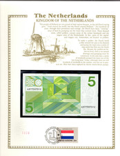 Netherlands 5 Gulden P 95 1973 UNC w/UN FDI FLAG STAMP 4077597312