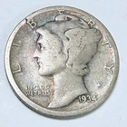 1934-D LIBERTY MERCURY 90% SILVER DIME CIRCULATED COIN #5319