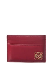 Loewe Anagram Plain Leather Card Holder Women's Red