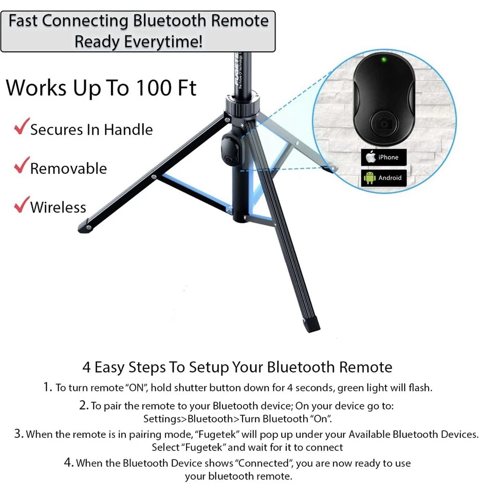 Trípode profesional Fugetek 51", palo y patas 100 % aluminio Foto 4 de 4