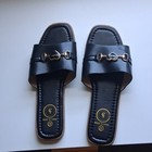 Women’s Black Slide Sandals Heart Logo Accent Flat Slip-On Synthetic EU 40 — photo 2