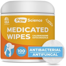 Antibacterial Medicated Wipes for Dogs  Cats - 100 Count Chlorhexidine