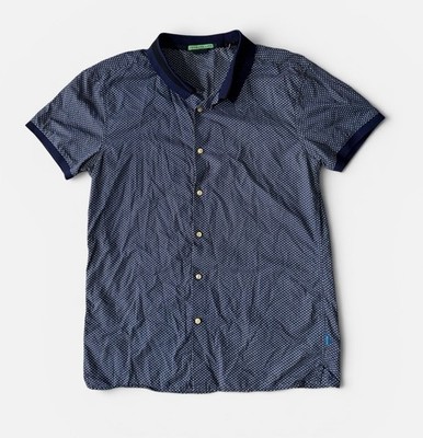 Scotch & Soda mens M Medium blue polka dot pattern short sleeve button up shirt