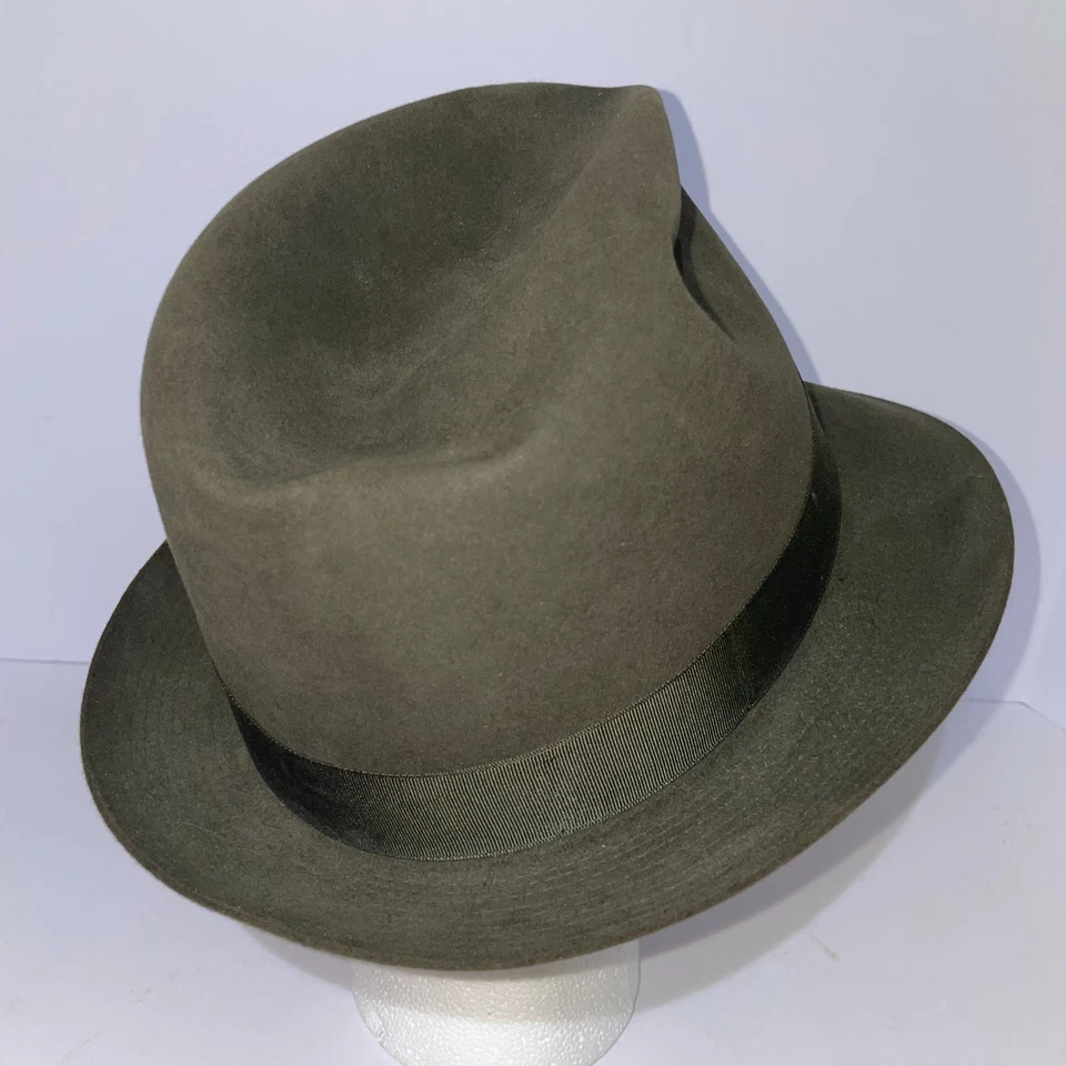 Richman Brothers 808Jet Vintage Wool Silk Fedora Size 7 Olive Green USA - Image 4 of 4