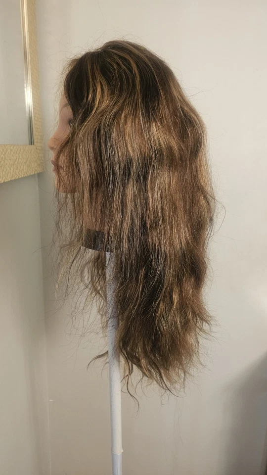 High Quality Top 22" Brown With Ombre Highligh 150% Virgin Human Hair  Lace Wig  - Image 2 of 4