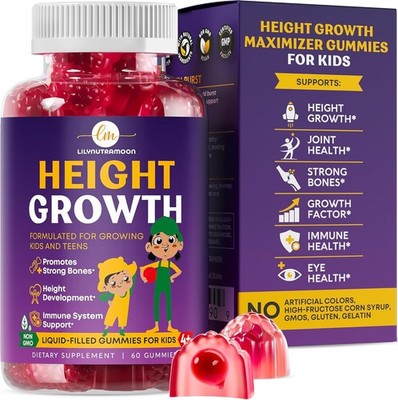 Height Growth Gummies for Kids & Teens - Calcium, Vitamin D3 + K2.. Exp-10/2027
