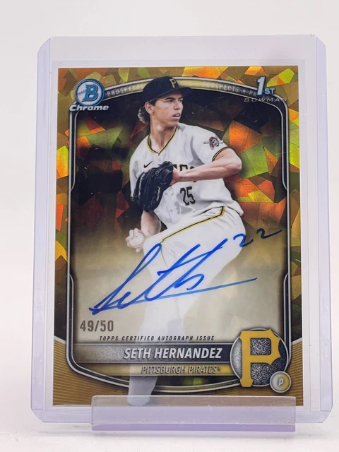 Seth Hernandez 2025 Bowman Chrome Gold Sapphire 1st Rookie Auto /50 Q3701