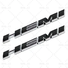 2x Fender Side Emblem For 392 345 HEMI Left & Right Badge Chrome Black 3D Decal