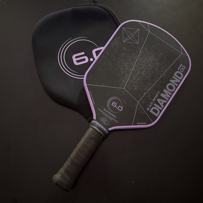 SixZero 6.0 Black Diamond Power 16mm Purple Pickleball Paddle - Very Good Cond,
