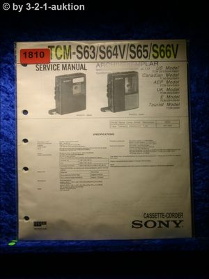 Sony Service Manual TCM S63 / S64V / S65 / S66S Cassette Corder  (#1810)