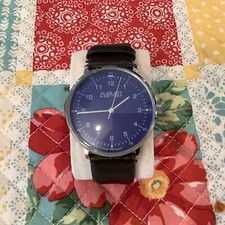 Men's August Steiner AS8090BR Swiss Quartz Blue Dial Leather Strap Watch