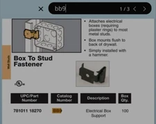 100x B-line BB9 Cooper Box to Stud Support Fastener - Mounts Box Opposite Stud