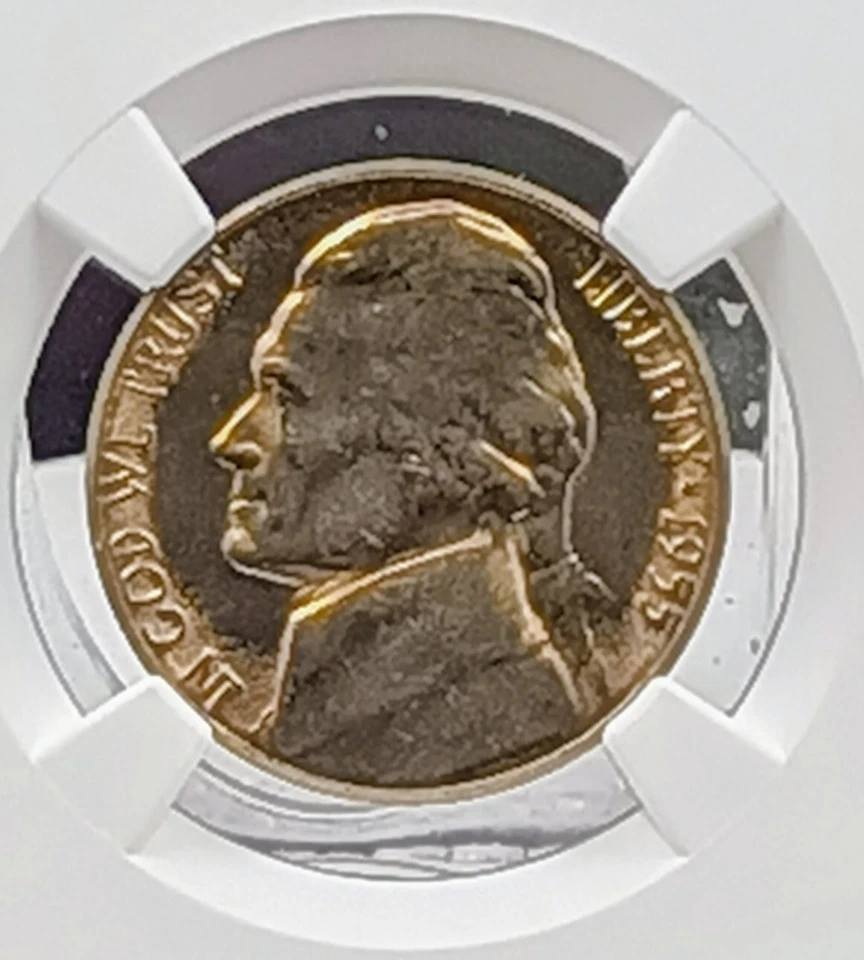 1955 5c NGC MS 66 Jefferson Nickel ~ Uniquely Toned Evenly On Both Sides  - Image 2 of 4