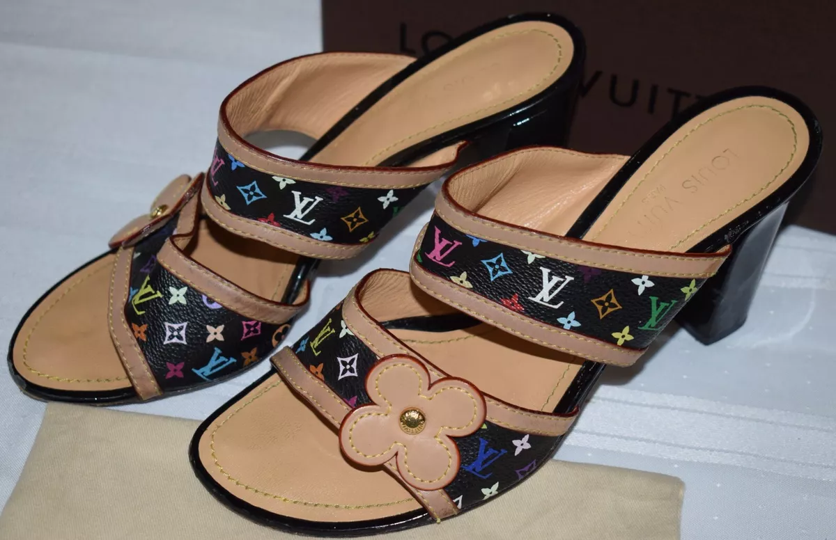 Rare Louis Vuitton Multicolor Murakami Double Strap Monogram Heels