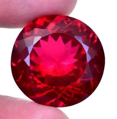 14+ Ct Natural Blood Red Mozambique Ruby Round CERTIFIED Flawless Gemstone